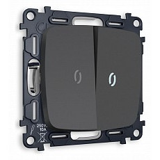 Выключатель двухклавишный с подсветкой без рамки ambrella volt quant mo904015